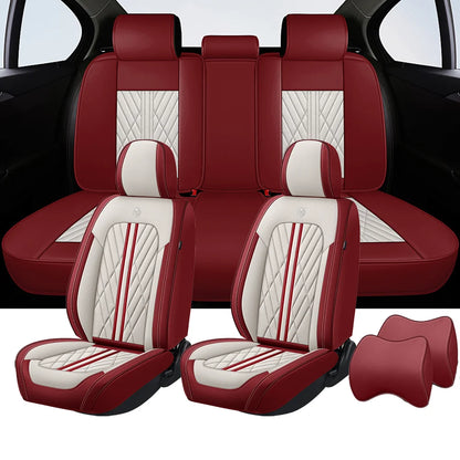 Universal fitting waterproof breathable soft Napa leather car seat cover set for cushion protection. Suitable for sedan and SUV