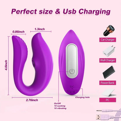 Powerful Sucking Wireless Remote Vibrator Wearable U Shaped Dildo Massager Dual Clit Stimulation Couple Adult Sex Toys for Women