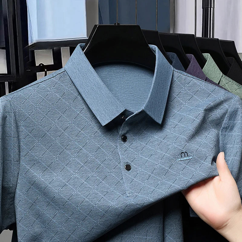 New Fashion Men's Short Sleeve Polo Shirt Summer Business Casual Cool Skin-Friendly Breathable T-Shirt for Men