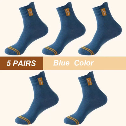 5Pair New Men's Sports Socks Cotton High Quality Casual Business Walk Socks Spring Autumn Fashion For Men Size EU38-45