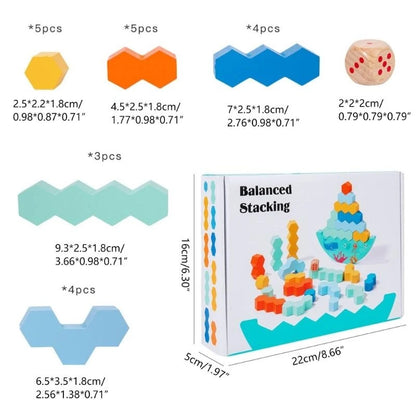 Wooden Stacker Puzzle Educational Balancing Activities Toy for 3 + Years 15UB