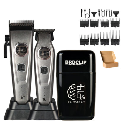 BRDCLIP 609 10000RPM Grey Professional Hair Clipper 7500RPM External Rotor Brushless Motor DLC Blade Hair Trimmer Barber Shaver