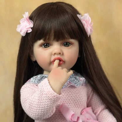 BZDOLL 55cm Full Body Soft Vinyl Reborn Doll Baby 22inch Lifelike Princess Toddler Bebe Girl Bath Toy Lovely Birthday Gift for Kids