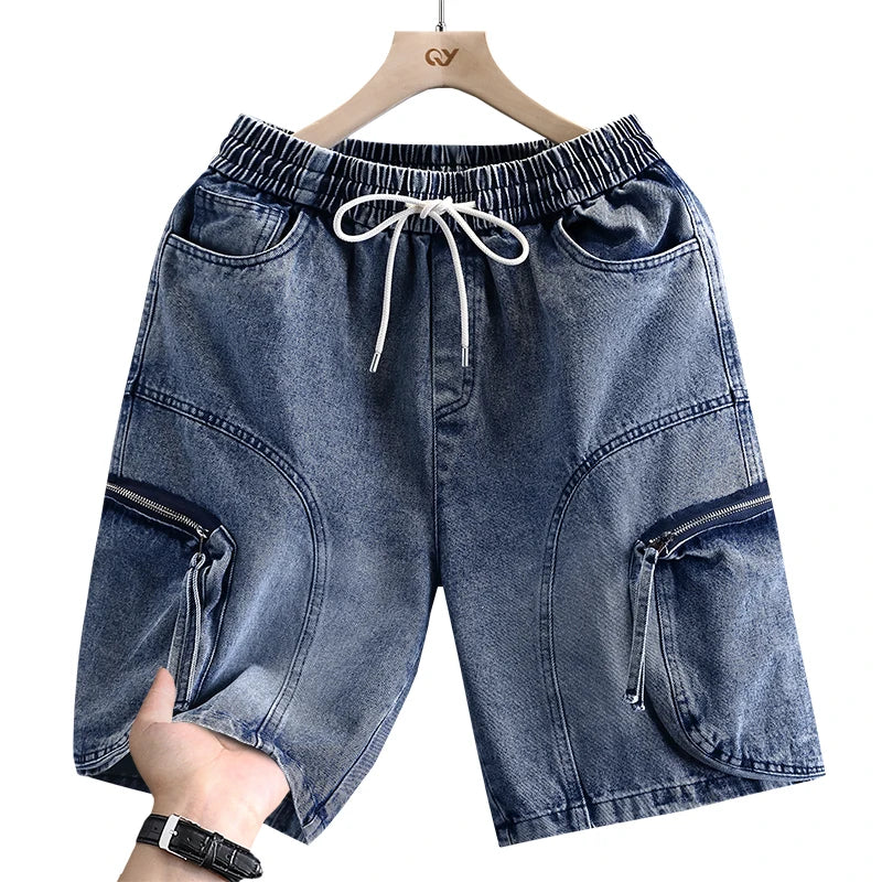 Men's Cargo Shorts New Summer Fashion Thin Cotton Blend Casual Denim 5-Point Pants Street Trendy Daily Comfortable Jean Shorts