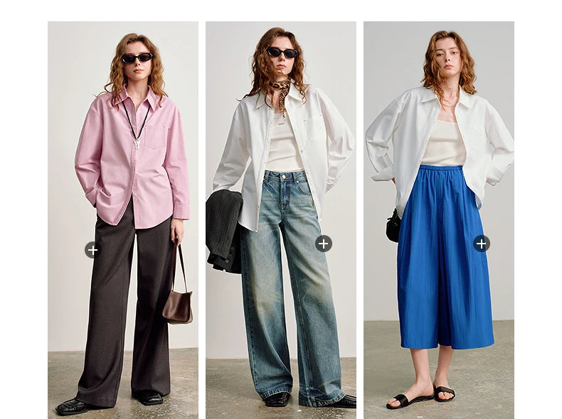 TOYOUTH Women Easy Morning Lazy Shirts 2026 Spring New Wrinkle-Resistant Low-Maintenance Light Spring Cotton Blouses