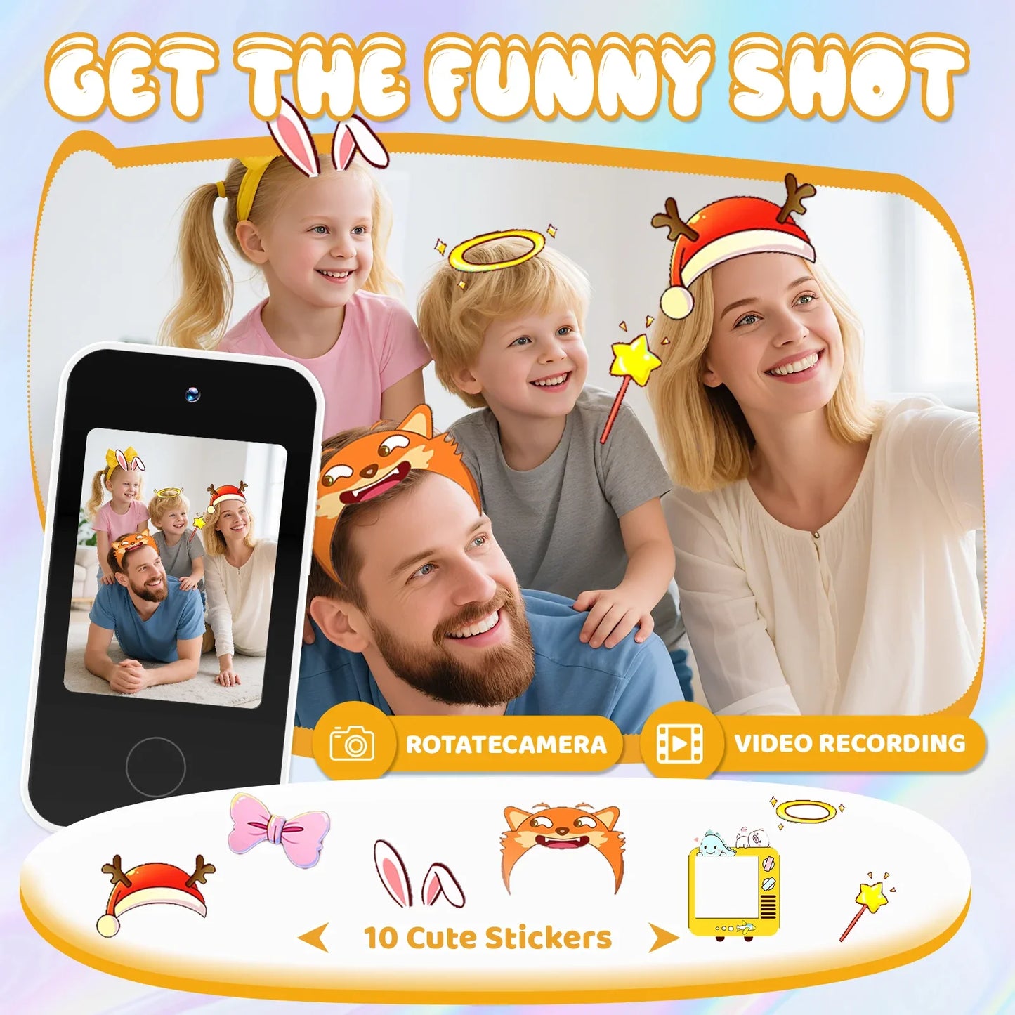 [Smart Phone] 2.8" Kids Smart Phone for Girls | Dual Camera| USB | 600mA battery| Game&Music&Alarm&Calculator，Kids Camera