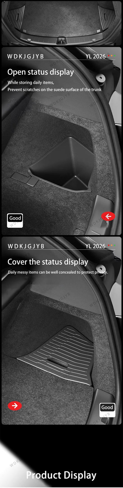 For Tesla New Model YL Launch 2026 Car Trunk Side Storage Box Cover Plate Organizer Car Trunk Side Storage Box Refit Accessories