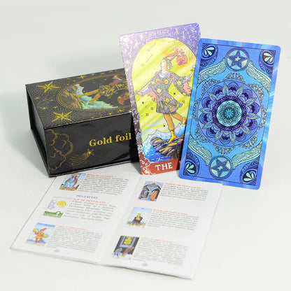 78Pcs Pink Classic Wait Tarot Cards with Guide Book Divination Deck Family Party Board Fate Card Fortune Telling Game