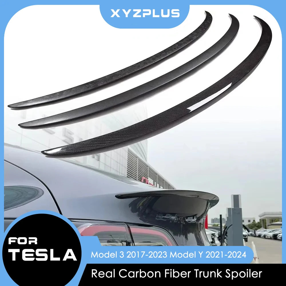 Xyzplus New Car Trunk Wing Spoiler For Tesla Model Y 2023 Accessories Spoiler Real Carbon Fiber Accessory Model 3 2022