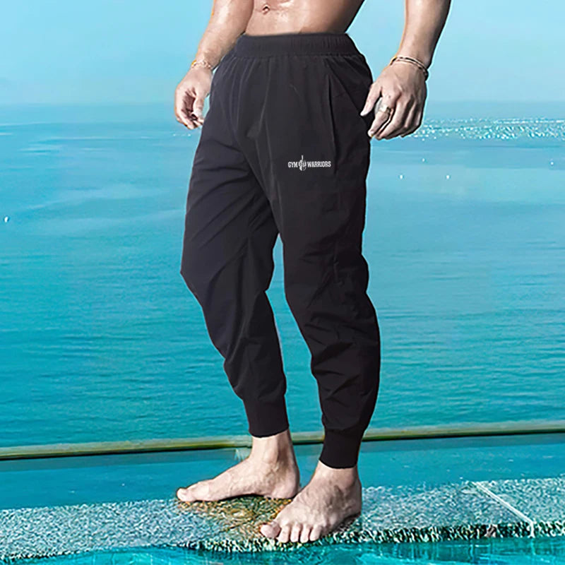 Gym Fitness Running Sport Trousers Men's Casual Bodybuilding Training Bottoms Summer Ultra-thin Breathable Quick-drying Pants