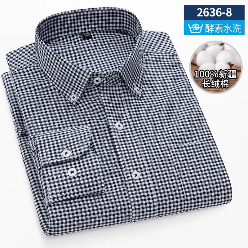 Men's long sleeve shirt pure cotton breathable comfortable business casual slim top shirt trend spring and summer formal wear