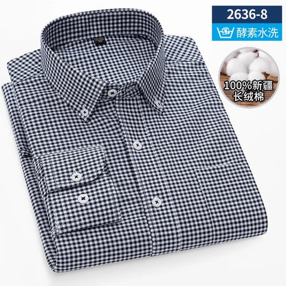 Men's long sleeve shirt pure cotton breathable comfortable business casual slim top shirt trend spring and summer formal wear