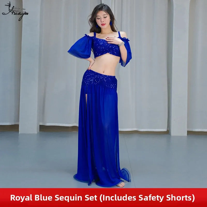 Sexy Sequin Belly Dance Costume 2025 Summer New Arrival High-End Practice Suit Performance Ethnic Dancewear Chinese Manufacturer