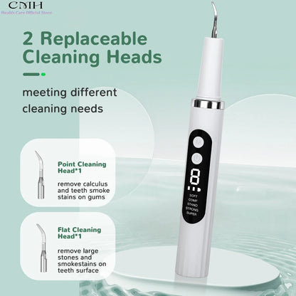 Electric Tooth Cleaning Device Pet Tartar remover Stain Remover Multi-Mode Dental Care Tool with 2 Replaceable Cleaning Heads
