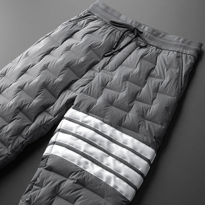 Thickened Warm Waterproof Durable down Trousers Men's Fashionable Trendy Cuffed Elastic Outerwear Casual Slim Fit Long Pants