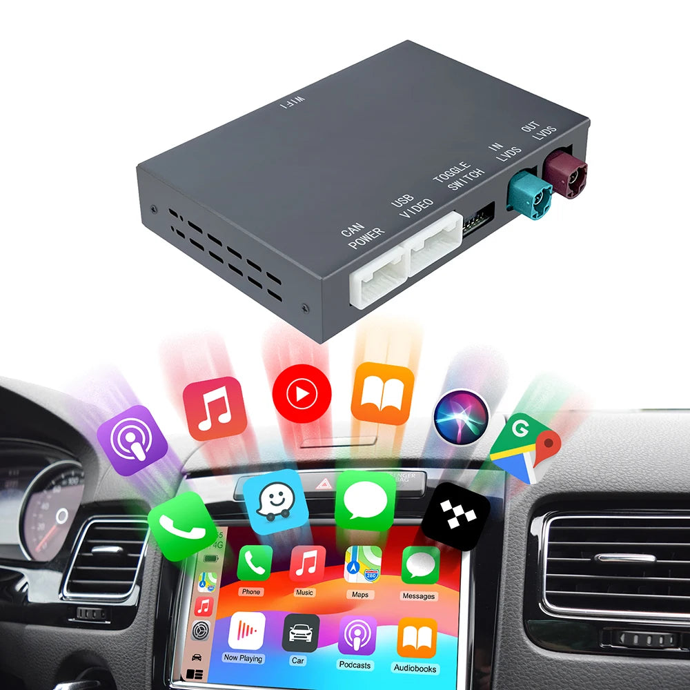 Wireless CarPlay Retrofit Box For Volkswagen Touareg RNS850 2011-2017 8 Inch Android Auto For Apple CarPlay Vw Navigation Mirror