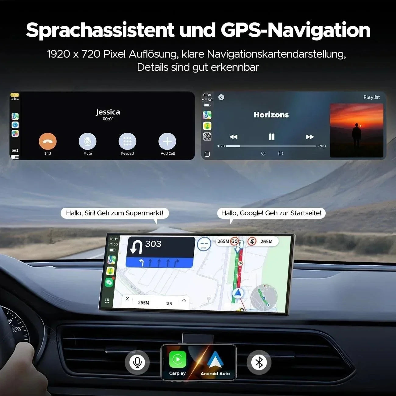 Ottocast Ai 11.4" Wireless Carplay Screen Android 15 Car Radio Multimedia Video Split-screen For Netflix YouTube Play Store