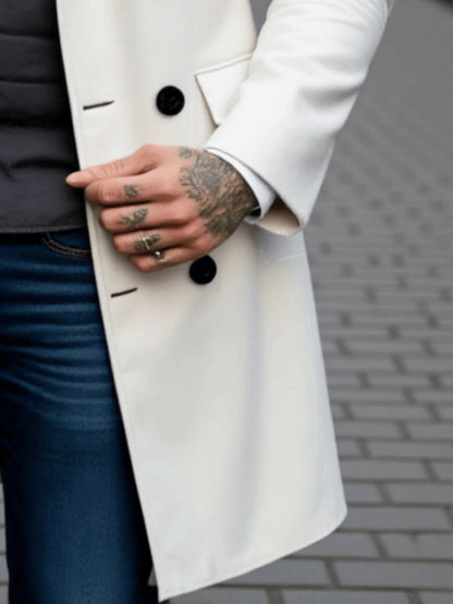 Men's Double-Breasted Wool Overcoat Thickened Winter Trench Coat Windproof  Warm European American Fashion Trend