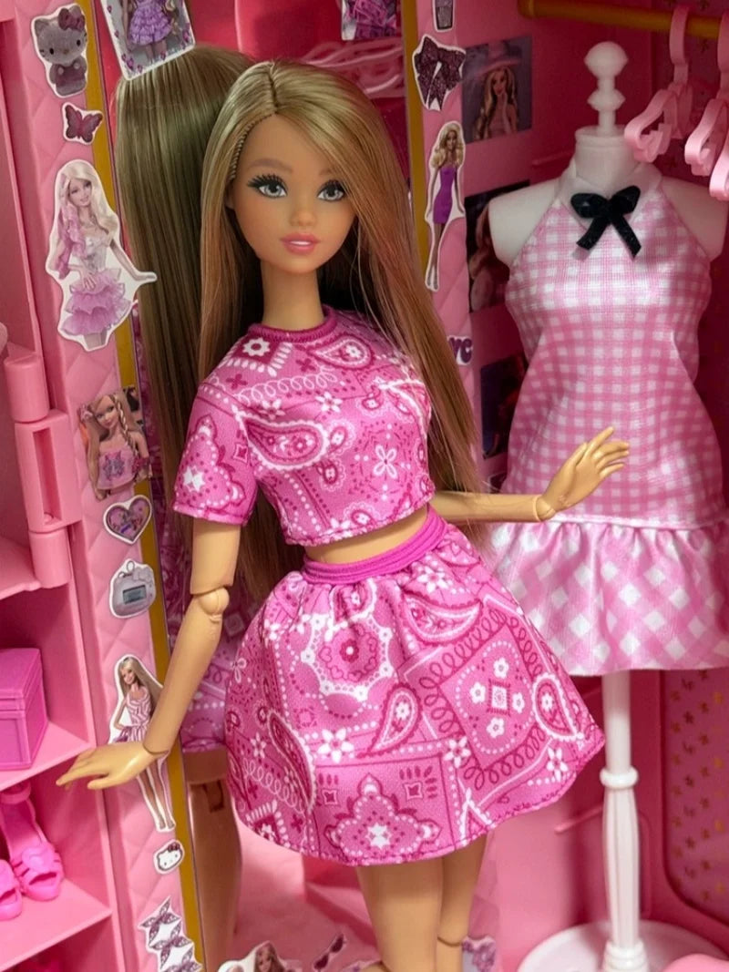Genuine Barbie Fashionistas Jjn62 Odile Face Doll Pink Paisley Outfit Collectible Fashion Toy Birthday Gift For Girls