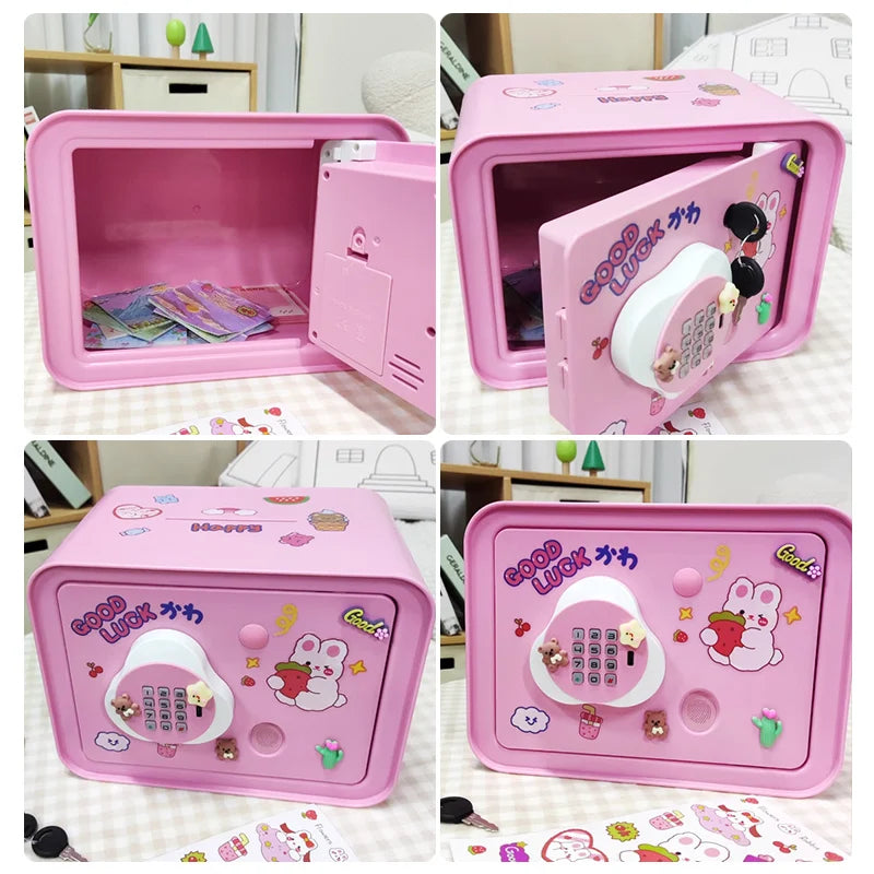 Children's Mini Fingerprint Piggy Bank Toys DIY Password Unlock Money Box Kids Savings Bank With Music Key Toy For 3 Yeas Gifts