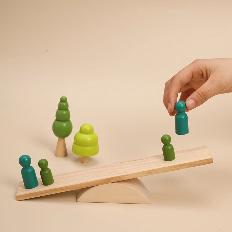 Puzzles Educational Game Montessori Baby Balance Beam Game Toys for Children Nordic Style Wooden Building Blocks Toys for Kids