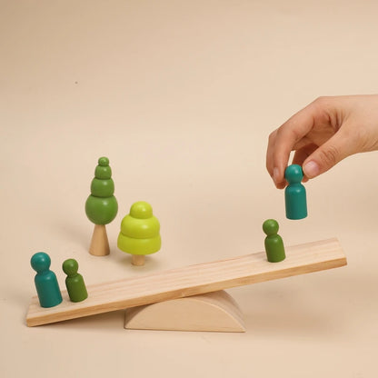 Puzzles Educational Game Montessori Baby Balance Beam Game Toys for Children Nordic Style Wooden Building Blocks Toys for Kids