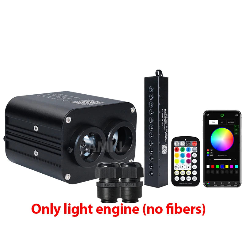 20W Dual Port Twinkle Starlight Meteor Starry Sky Car Roof Star Ceiling APP&Music Sync Car Interior Fiber Optic Ambient Light