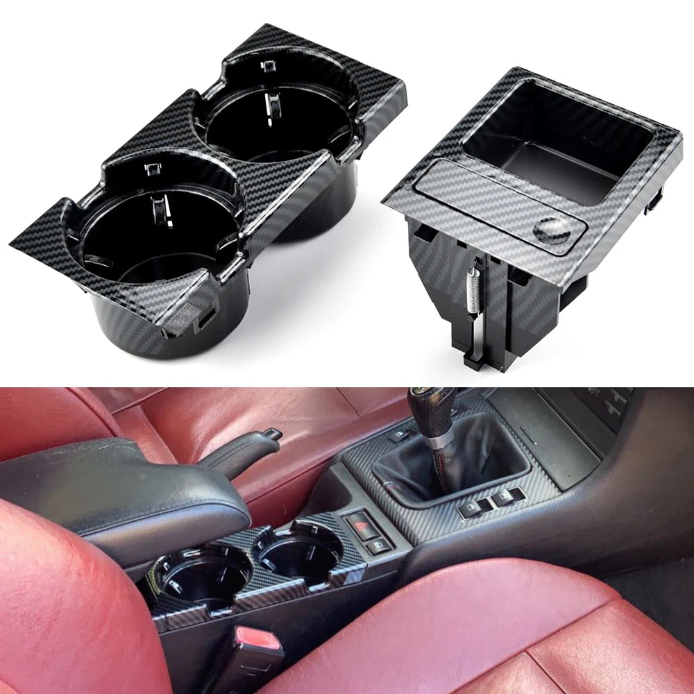 New Double Hole Car Styling Front Center Console Storage Box Coin + Cup Holder For BMW E46 Series 1999-2006 51168217953