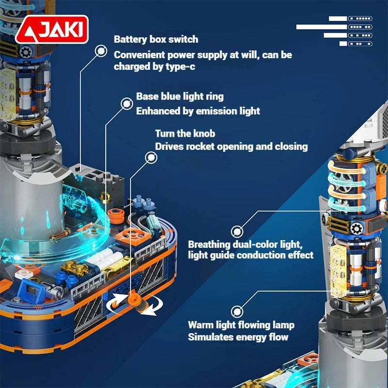 JAKI Long March 9 Space Rocket MOC Building Blocks DIY Aerospace Model STEM Educational Toy Kids Birthday Christmas Gift