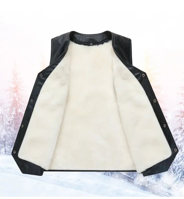 Winter jacket Men genuine sheepskin leather vest spring and summer vest fur male leather inter men coat clothing biker vest
