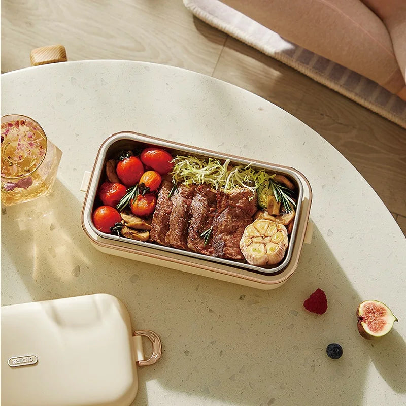 45W Electric Lunch Box 800ml Portable Food Heater 304 Stainless Steel Insulated Box Home/Office Hot Meal Bento Meal 800ml