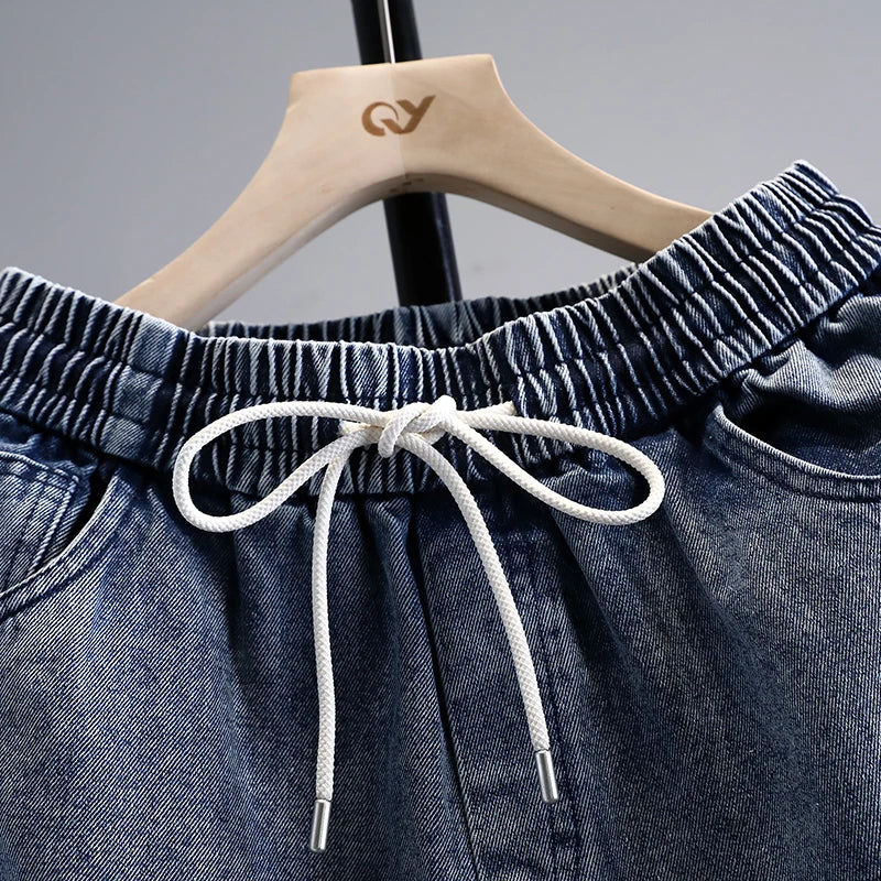 Men's Cargo Shorts New Summer Fashion Thin Cotton Blend Casual Denim 5-Point Pants Street Trendy Daily Comfortable Jean Shorts