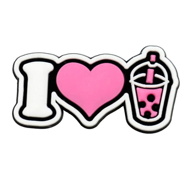 1/30/90PCS Pink Peach Donuts Milk Cow Shoe Charms Perfume Flower Heart Piano Shoe Accessories Decoration Fits All Clogs for Wome