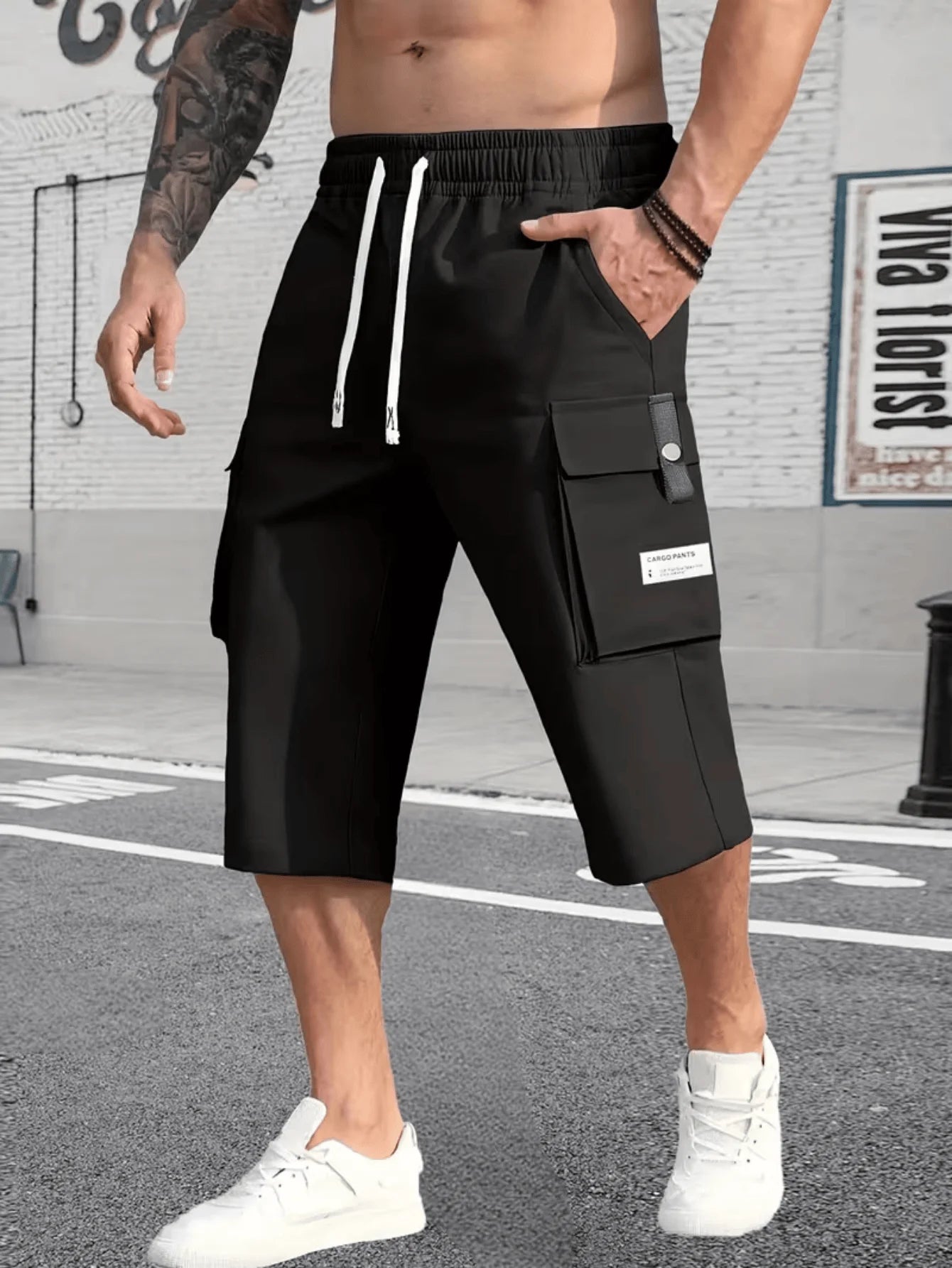 Men's Cargo Shorts Summer Oversized Pants Elastic Waist Large Size Outdoor Jogging Sweatpants Trend Multi Pockets Men Clothes