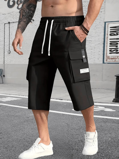 Men's Cargo Shorts Summer Oversized Pants Elastic Waist Large Size Outdoor Jogging Sweatpants Trend Multi Pockets Men Clothes