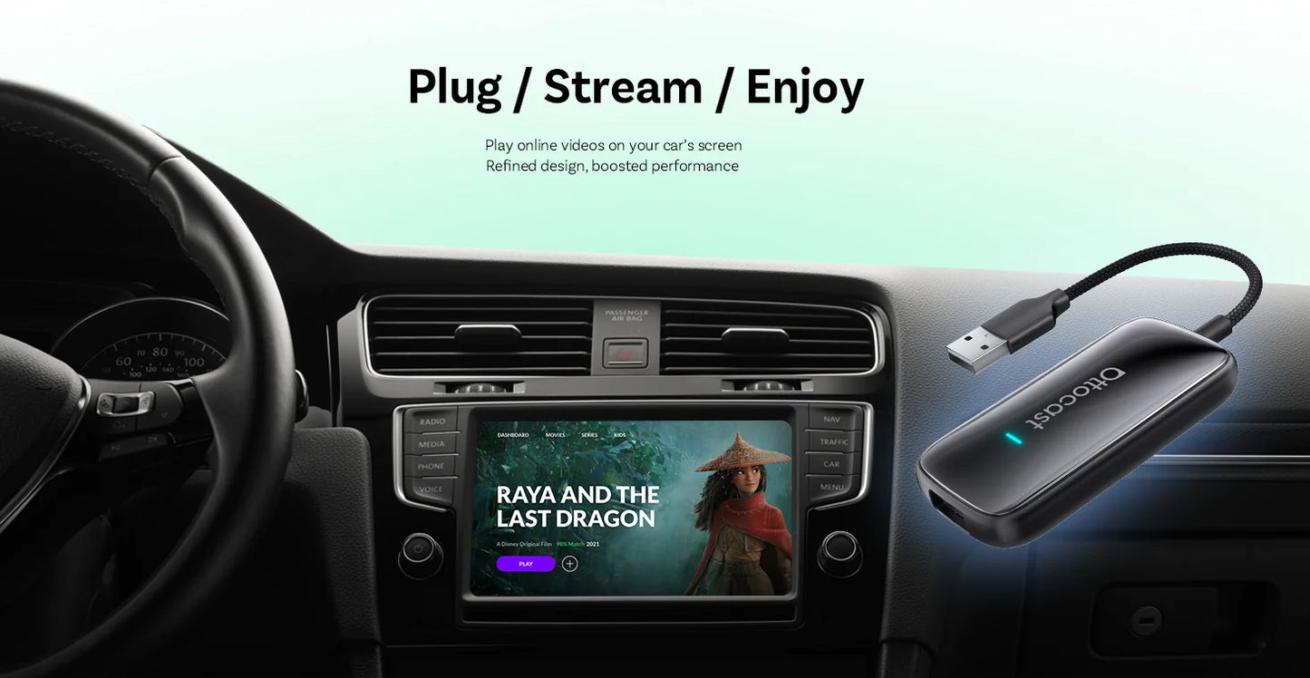 OTTOCAST Play2Video Ultra Wireless CarPlay Android Auto Adapter Built-in Youtube Netflix Video Box Car Accessories
