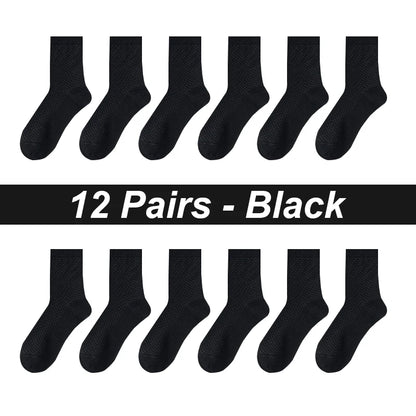 12Pairs Bamboo Fiber Socks Men Casual Business Mesh Breatheable Anti-Bacterial Comfortable High Quality Sock Male Size EU38-45