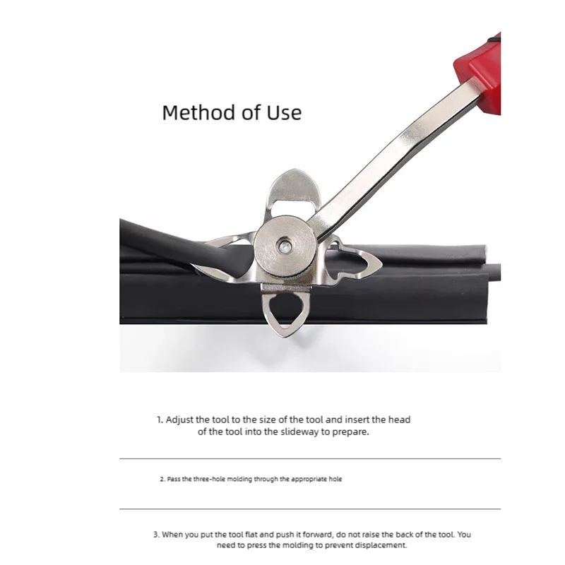Windshield Locking Strip Install Remover Tool Red Handle Stainless Steel Auto Glass Rubber Seal Disassembly Repair Hand Tool