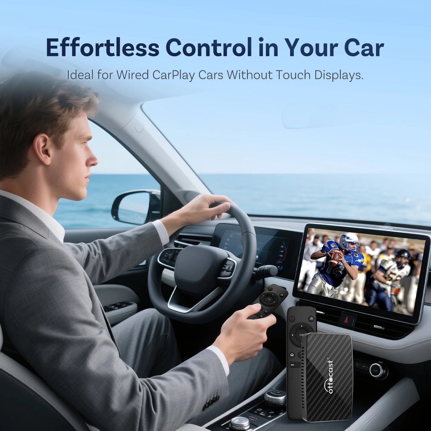 Ottocast Play2video Pro AI Box Wireless Carplay Android Auto Adapter Netflix Dongle Video Playback 1080p Screen Mirror for Cars