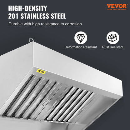 30 Inch Commercial Range Hood, 201 Stainless Steel Under Cabinet Kitchen Vent Hood, Concession Exhaust Hood, Silver
