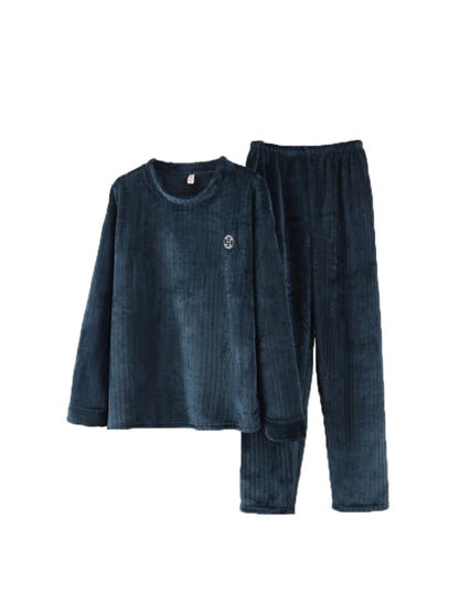 Thickened Flannel Sleepwear for Men Winter Coral Fleece Home Clothes Set Spring Autumn Winter Style Casual Loose Fit Long Sleeve