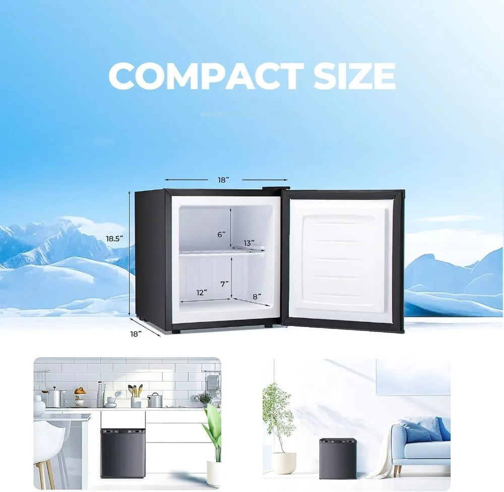 1.1 Cu.ft Mini Upright Freezer, 7-Level Thermostat, Removable Shelves, Reversible Door for Home/Dorm/Apartment