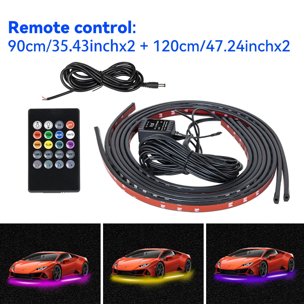 Waterproof Flexible LED Strip Light RGB Underbody Neon Light Auto Decorative Atmosphere Lamp
