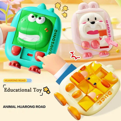 Cartoon Huarong Road Puzzle Logic Board Dinosaur Rabbit Duck Slide Puzzle Thinking Education Challenge Game Children Travel Toy