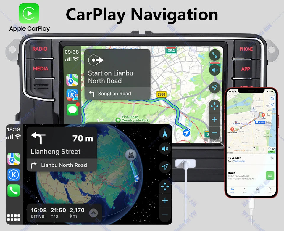 NONAME RCD330 Plus Carplay Car Radio Android Auto MIB Navigator Player 6RF035187F for VW Tiguan Golf 5 6 MK5 MK6 Passat Polo