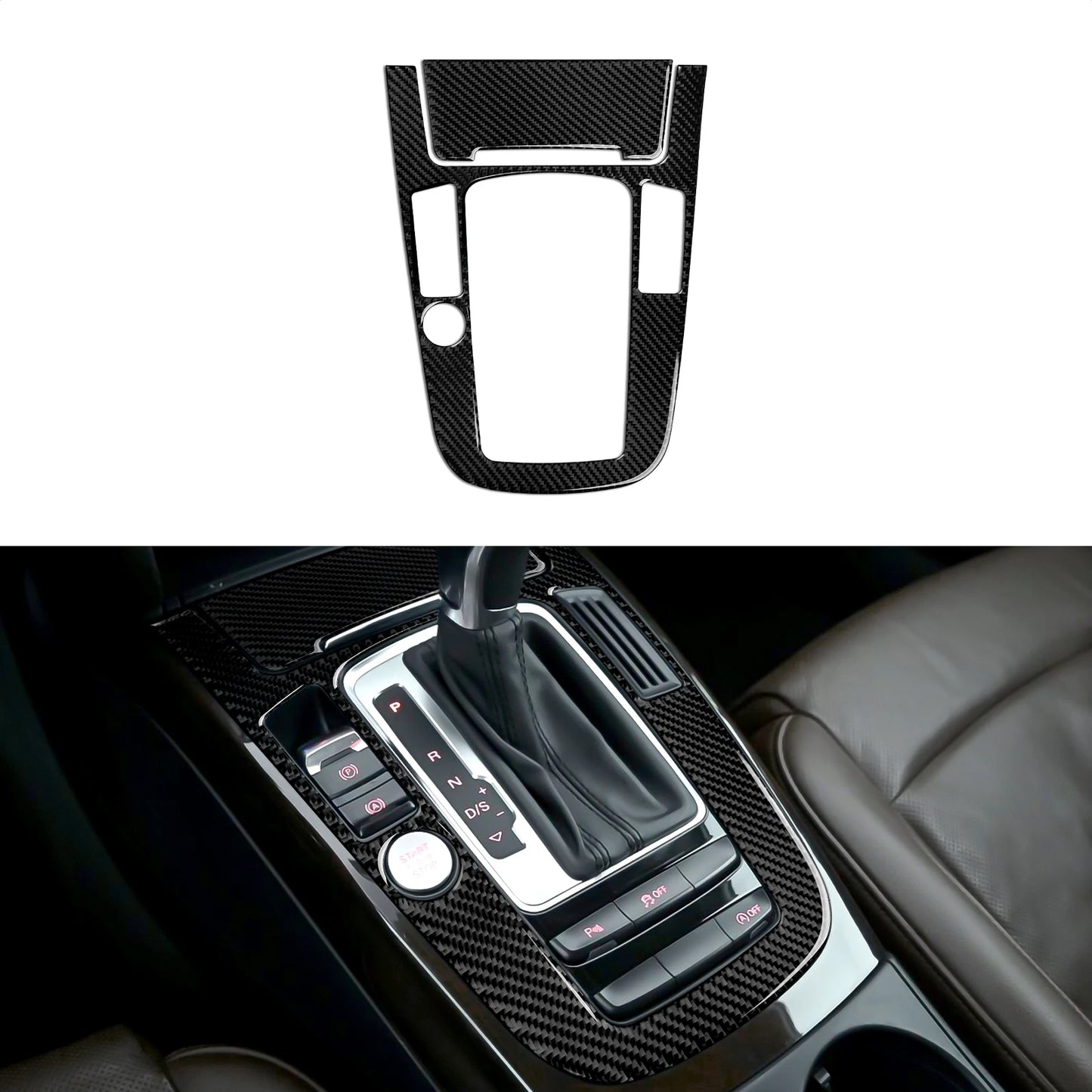 Car Center Console Gear Shift Panel Set, For Audi A4 S4 RS4 A5 S5 RS5 (2007-2016) Carbon Fiber Interior Sticker Trim Accessories