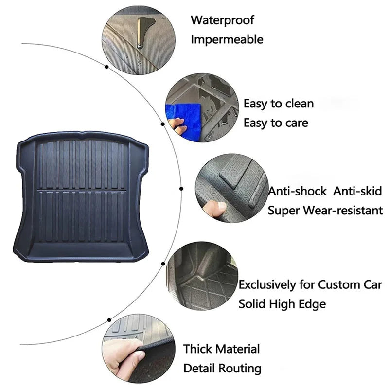 Car Rear Trunk Mat For Tesla Model 3 2019-IN 2025 2024 Waterproof Boot Luggage Tray Rug Floor Liner Pads Cargo Cover Accessories