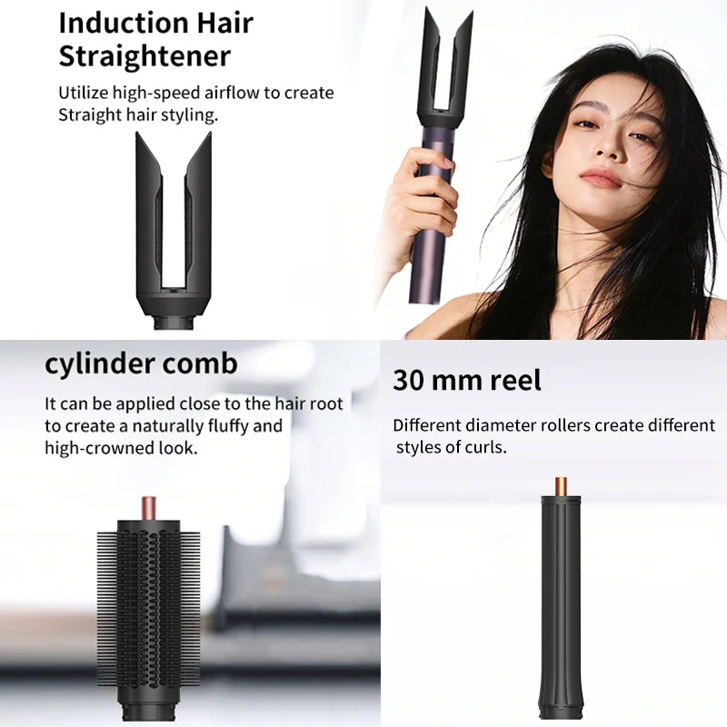 SenCiciMen Hair Styler Curling Iron Hair Hot Air Brush Curling Barrel Hair Dryer Salon Professional Curly Straight Hair Styler