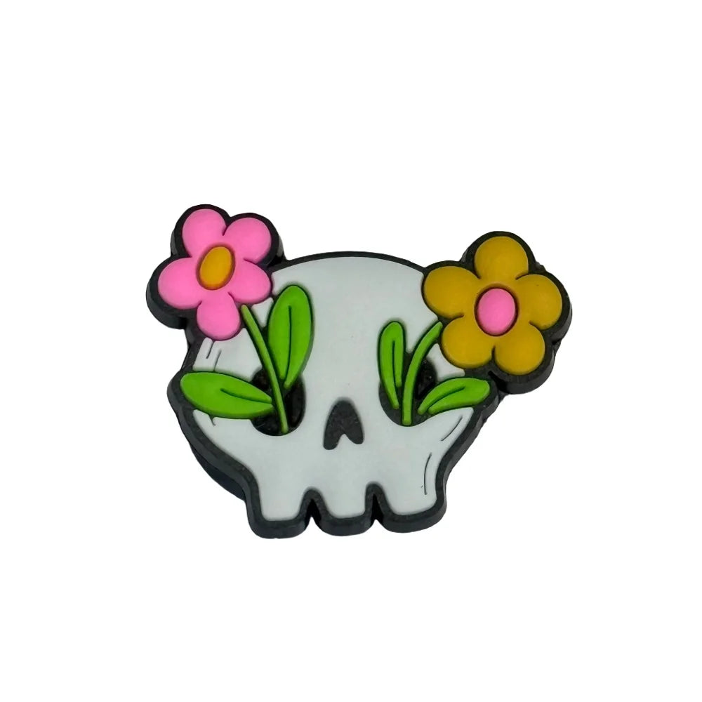 1-100pcs Cartoon Skull Tree Eye Cherry Horse Candle Juice PVC Shoe Button Charms Sandals Decorations DIY Backpack Halloween Gift