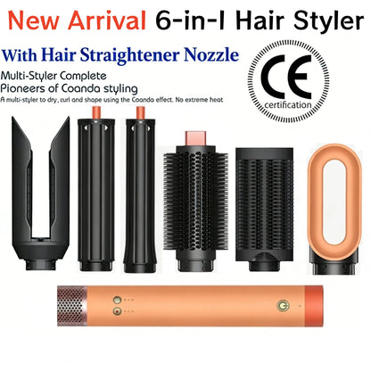 SenCiciMen 6-in-1 Multi Hair Styler, Hot Air Brush, Curling Iron & Hair Dryer, Multifunctional Curling Barrel for Daily Hair Sty